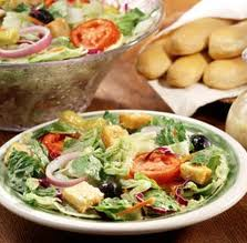 Salad and breadsticks
