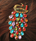 peacock hair clip