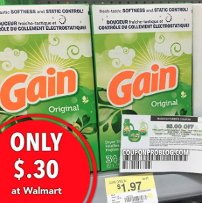 Walmart: Gain Dryer Sheets – Only $.30 Each